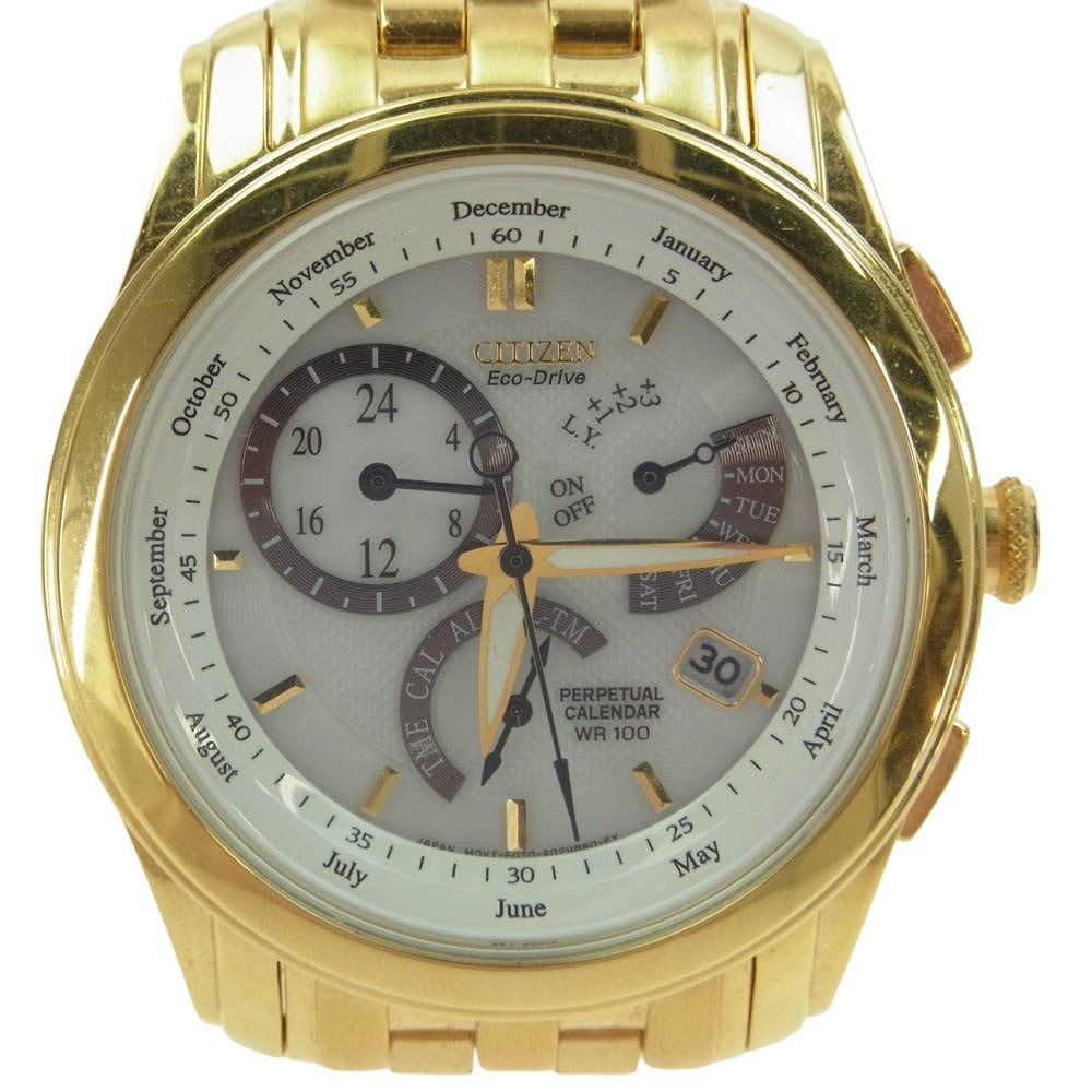 CITIZEN シチズン E870-S019087 Eco-Drive パーペチュアル エコドライブ ソーラー 腕時計 ゴールド系【中古】