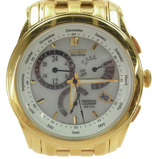 CITIZEN シチズン E870-S019087 Eco-Drive パーペチュアル エコドライブ ソーラー 腕時計 ゴールド系【中古】