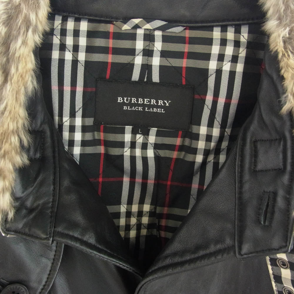 Burberry Black label ファー付き黒レザーコート BURBERRY BLACK LABEL