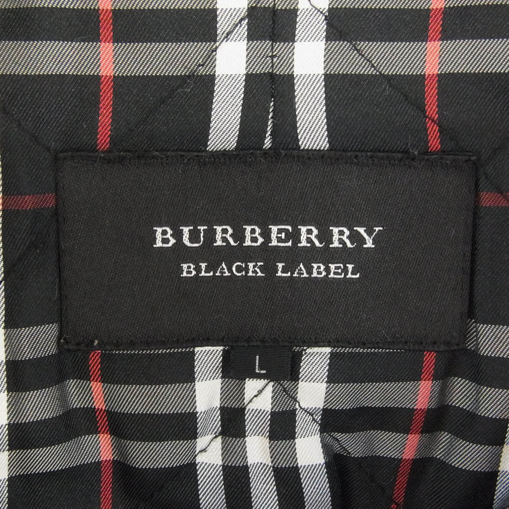 BURBERRY BLACK LABEL バーバリーブラックレーベル BMP96-733-09 ファー付き 裏地チェック シープレザー ジャケット ハーフコート ブラック系 L【中古】