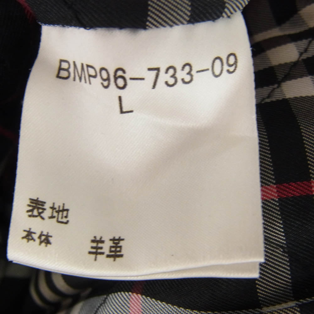 BURBERRY BLACK LABEL バーバリーブラックレーベル BMP96-733-09 ファー付き 裏地チェック シープレザー ジャケット ハーフコート ブラック系 L【中古】