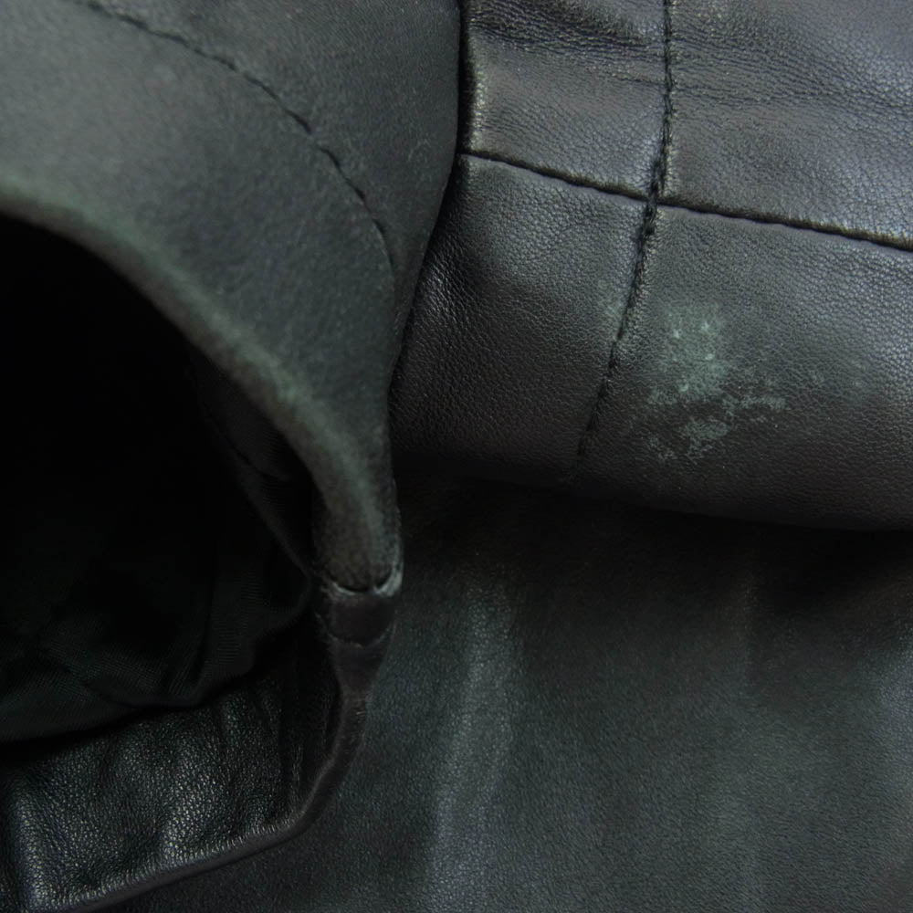 BURBERRY BLACK LABEL バーバリーブラックレーベル BMP96-733-09 ファー付き 裏地チェック シープレザー ジャケット ハーフコート ブラック系 L【中古】
