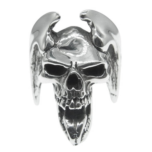 CRAZY PIG クレイジーピッグ LUCIFER SKULL RING ルシファー スカル リング シルバー系 19号【美品】【中古】