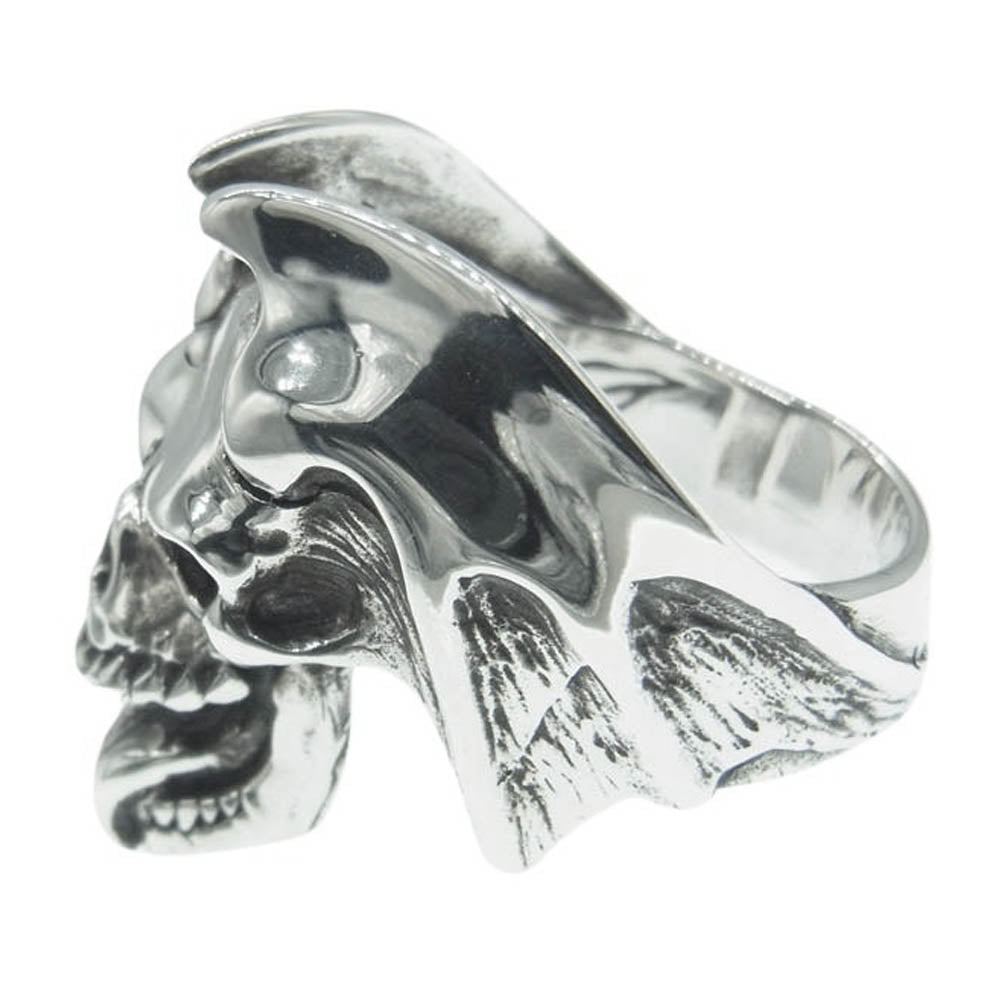 CRAZY PIG クレイジーピッグ LUCIFER SKULL RING ルシファー スカル リング シルバー系 19号【美品】【中古】