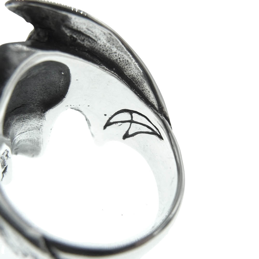 CRAZY PIG クレイジーピッグ LUCIFER SKULL RING ルシファー スカル リング シルバー系 19号【美品】【中古】