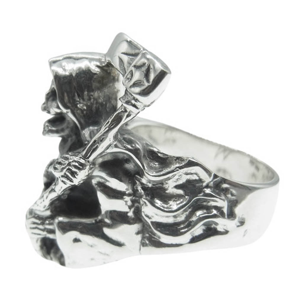 CRAZY PIG クレイジーピッグ GRIM REAPER RING LARGE グリムリーパー スカル 死神 リング ラージ シルバー系 19号【美品】【中古】