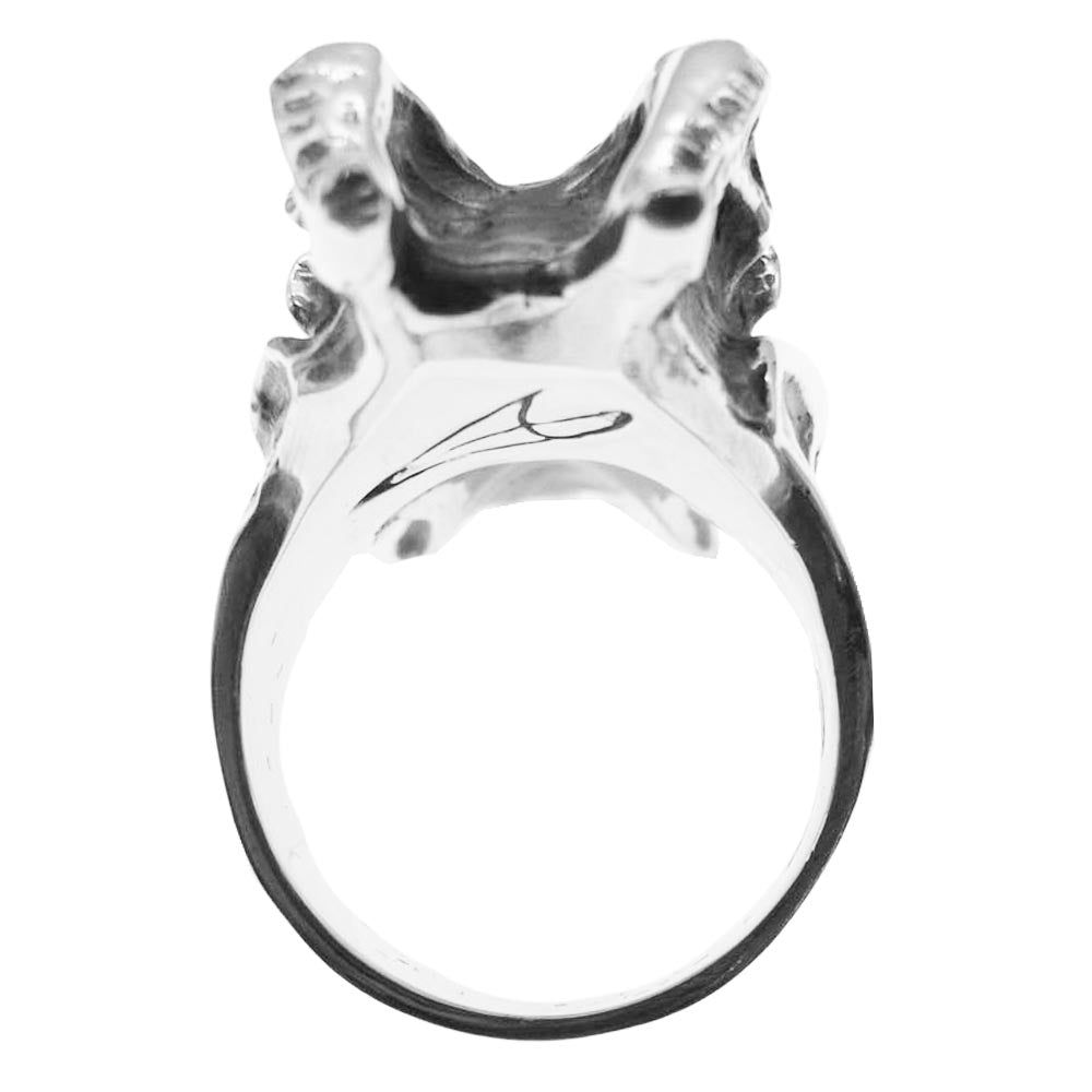 CRAZY PIG クレイジーピッグ 納品書付属 DEMON SKULL RING デーモン スカル リング シルバー系 18.5号【美品】【中古】