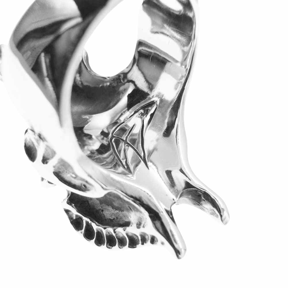 CRAZY PIG クレイジーピッグ 納品書付属 DEMON SKULL RING デーモン スカル リング シルバー系 18.5号【美品】【中古】