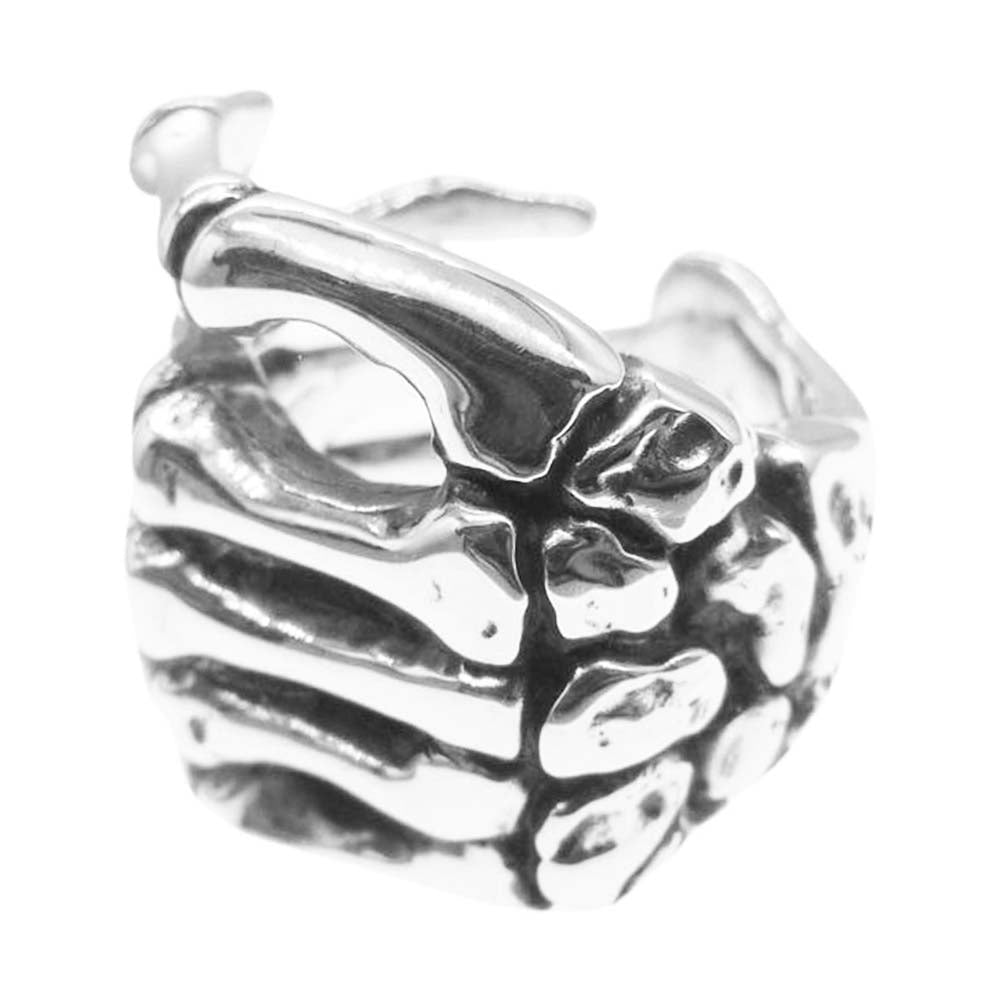 CRAZY PIG クレイジーピッグ 納品書付属 BONE HAND RING LARGE ボーン ハンド リング ラージ シルバー系 16号【美品】【中古】
