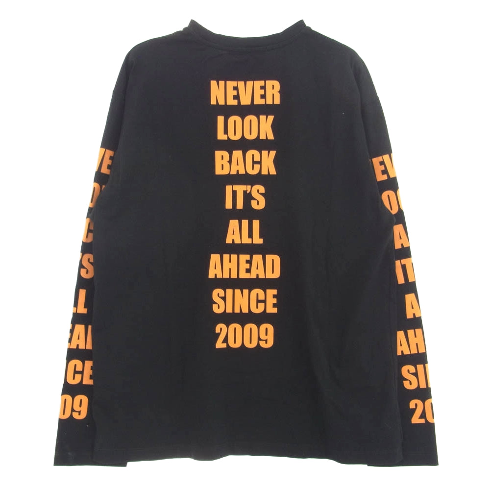 MSGM エムエスジーエム NEVER LOOK BACK ステートメント グラフィックTシャツ ブラック系 L【美品】【中古】