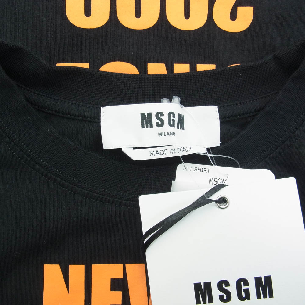 MSGM エムエスジーエム NEVER LOOK BACK ステートメント グラフィックTシャツ ブラック系 L【美品】【中古】