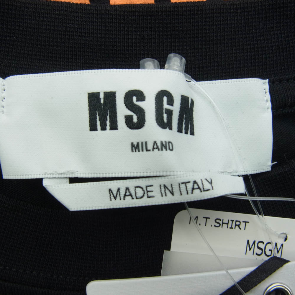 MSGM エムエスジーエム NEVER LOOK BACK ステートメント グラフィックTシャツ ブラック系 L【美品】【中古】