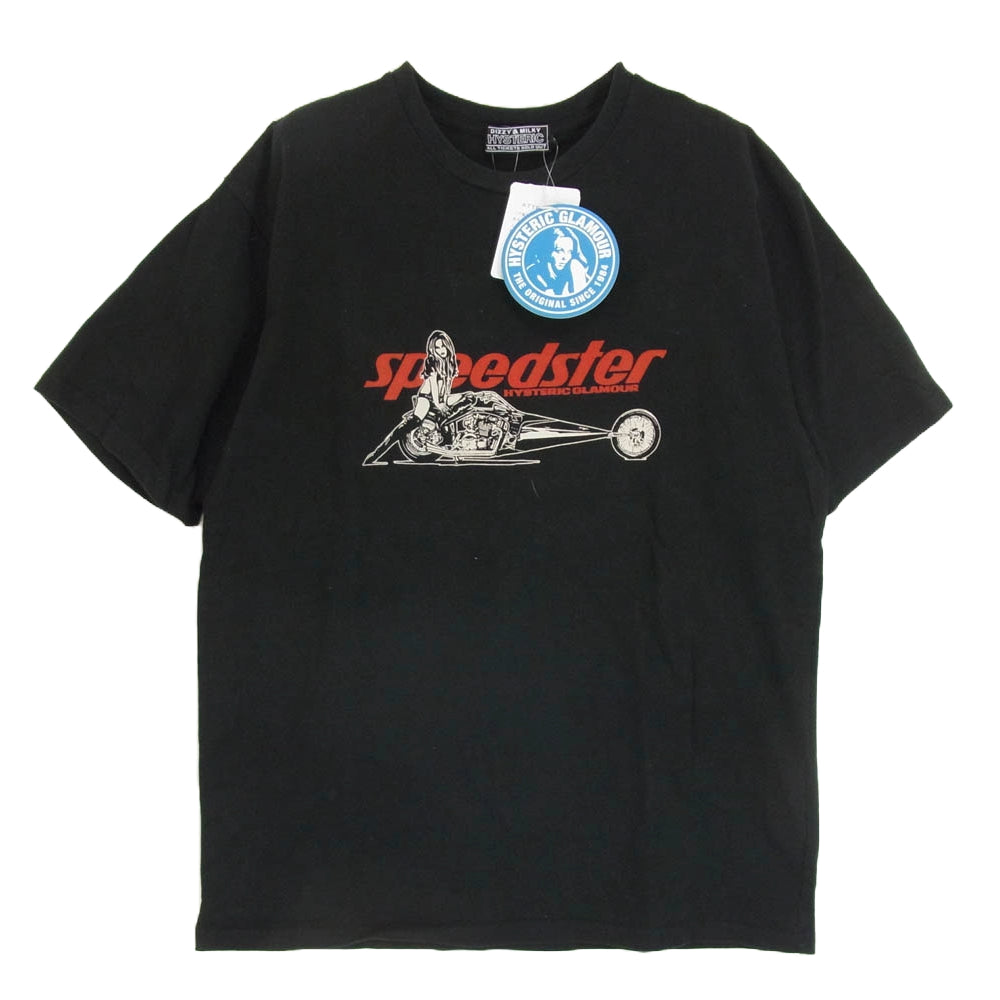 HYSTERIC GLAMOUR ヒステリックグラマー 02241CT41 SPEEDSTER クルーネック 半袖 プリント Tシャツ ブラック系 L【中古】