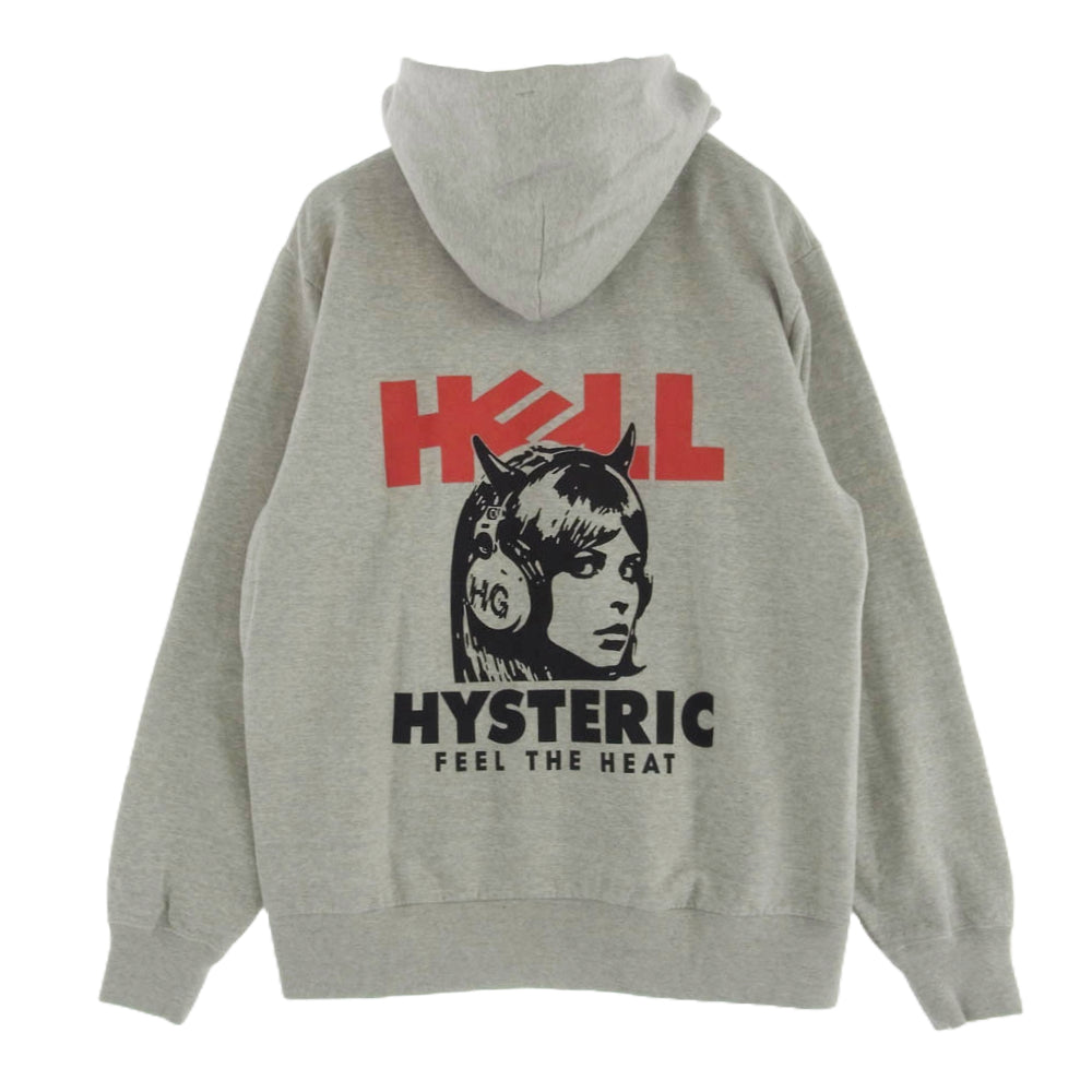 HYSTERIC GLAMOUR ヒステリックグラマー 02243CF06 HELL GIRL バックプリント ジップアップ パーカー グレー系 L【中古】