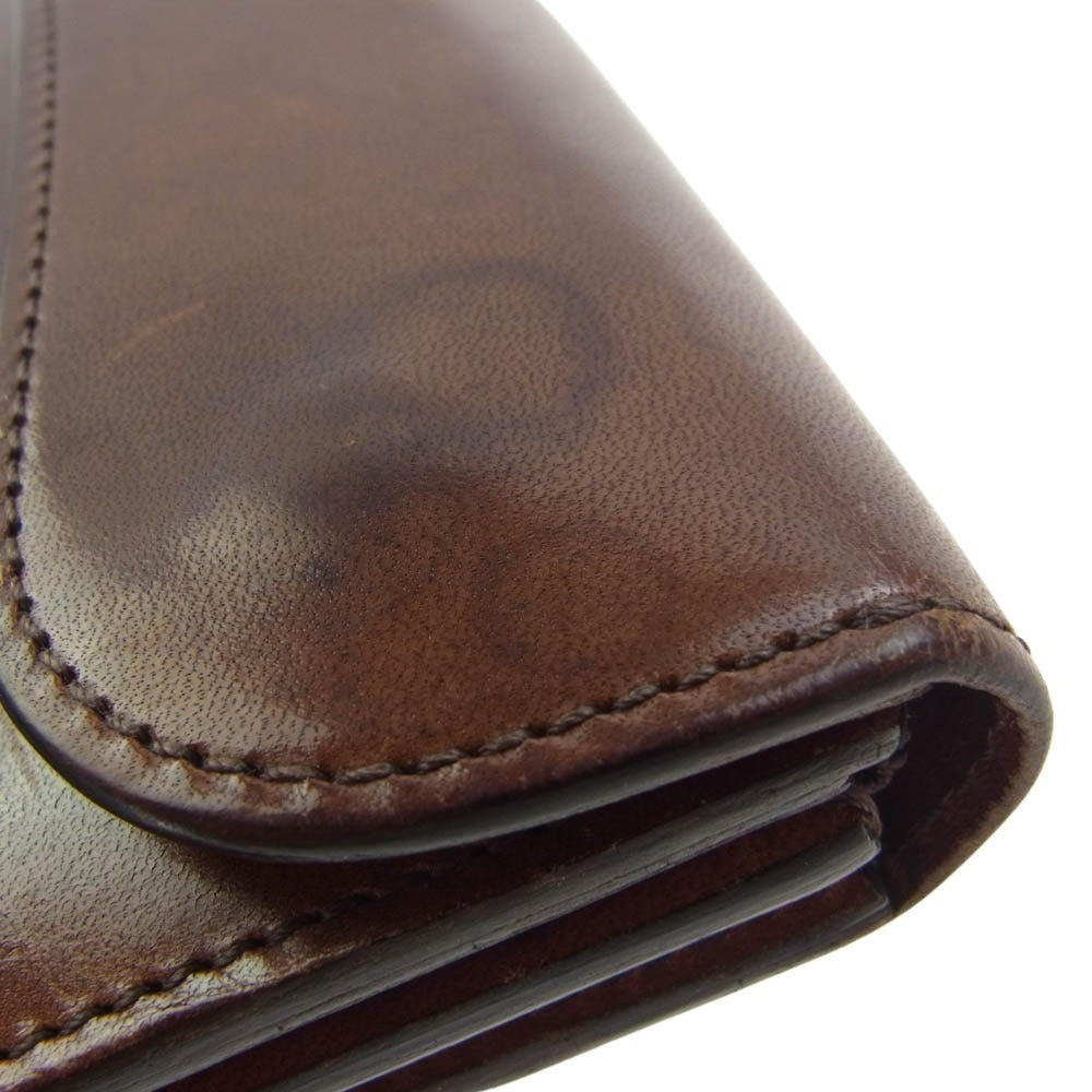 WILDSWANS ワイルドスワンズ FULL GRAIN BRIDLE WAVE フル グレイン ブライドル レザー ロングウォレット 長財布 ブラウン系【中古】