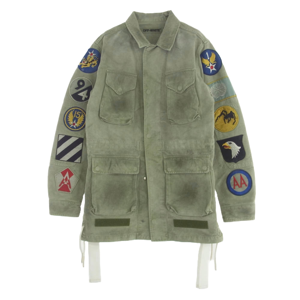 OFF-WHITE オフホワイト 袖ワッペン バックロゴ フィールド ミリタリー ジャケット カーキ XS カーキ系 XS【中古】
