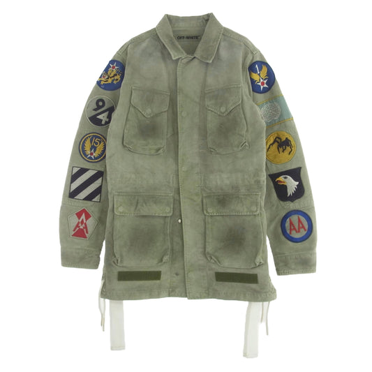 OFF-WHITE オフホワイト 袖ワッペン バックロゴ フィールド ミリタリー ジャケット カーキ XS カーキ系 XS【中古】