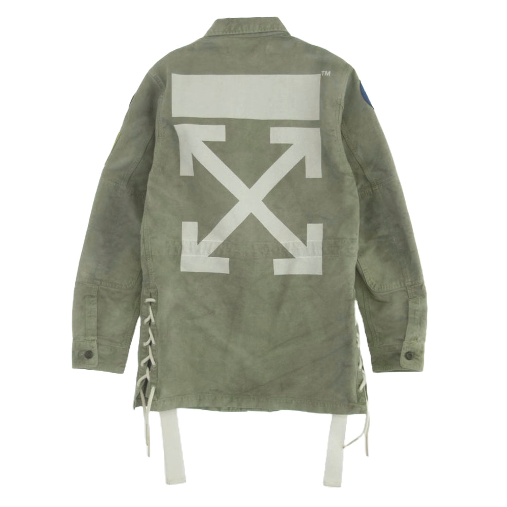 OFF-WHITE オフホワイト 袖ワッペン バックロゴ フィールド ミリタリー ジャケット カーキ XS カーキ系 XS【中古】
