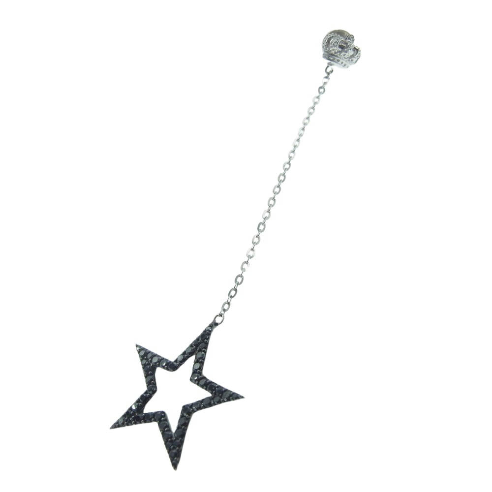 Justin Davis ジャスティンデイビス SEJ813 STAR BURST ピアス クラウン オープン スター ストーン ピアス 片耳 ブラック系【中古】
