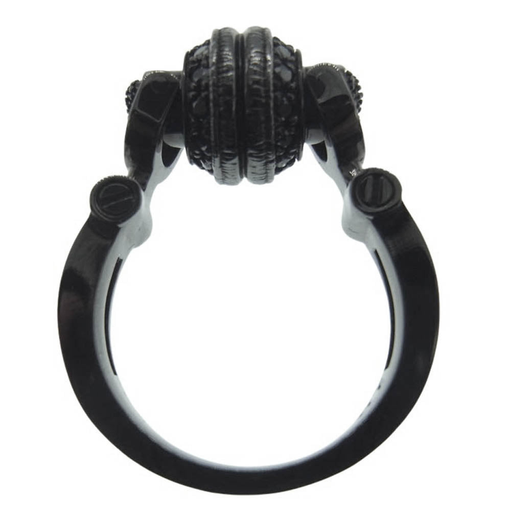 Justin Davis ジャスティンデイビス SRJ347 DEE JAY RING ヘッドホン モチーフ リング ブラック系 13号【中古】