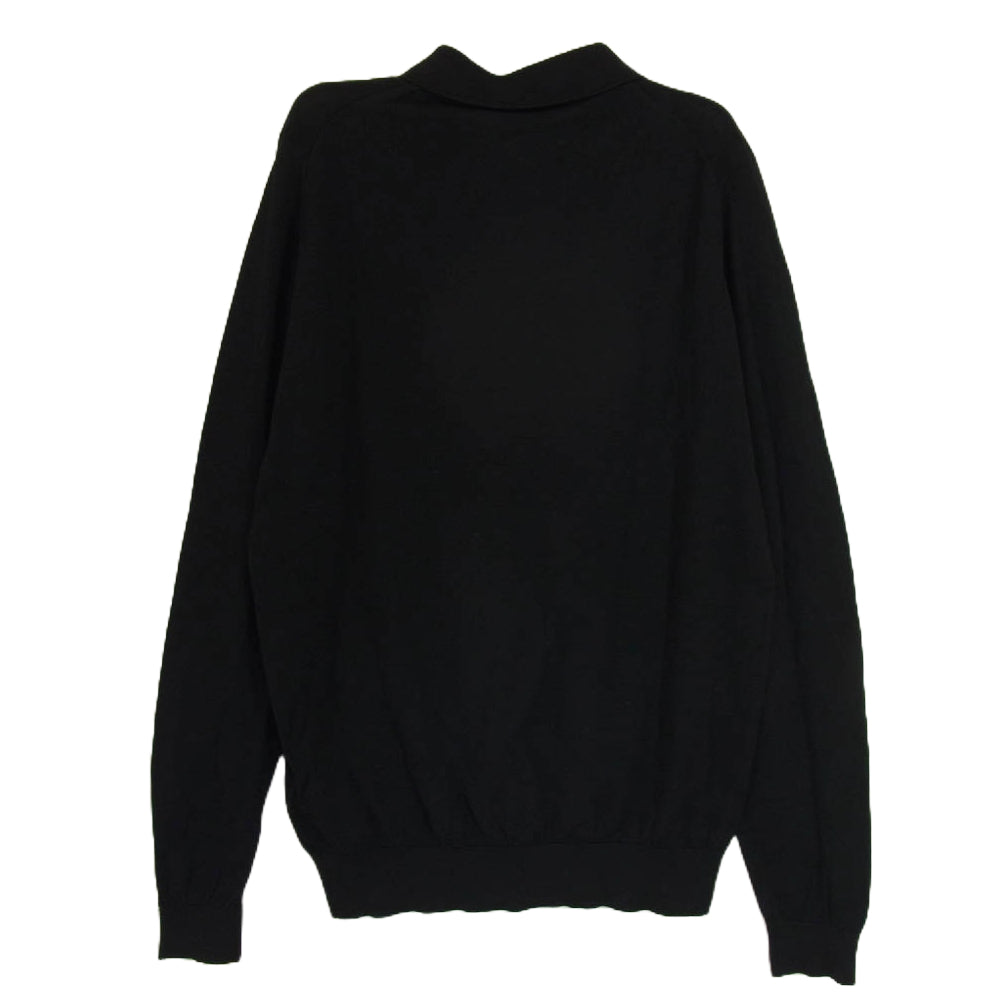 JOHN SMEDLEY ジョンスメドレー 英国製 シーアイランドコットン 長袖 ニット ポロシャツ ブラック系 M【中古】