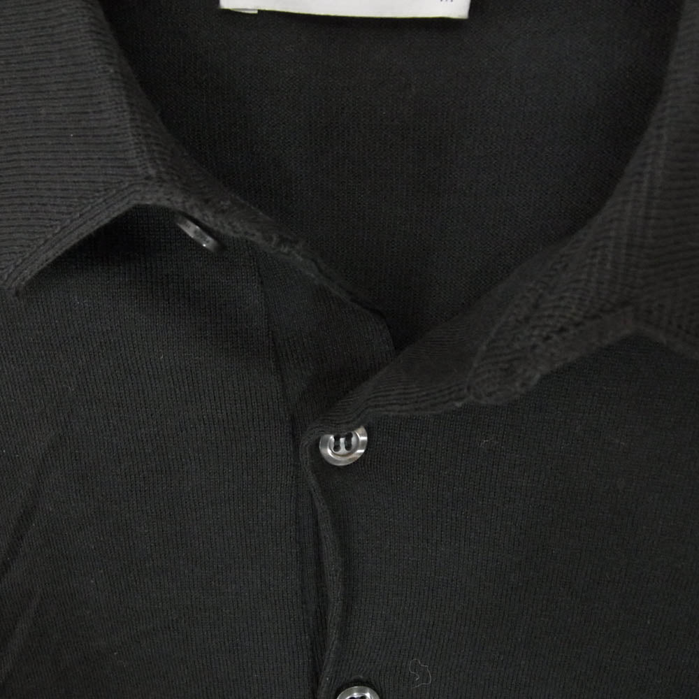 JOHN SMEDLEY ジョンスメドレー 英国製 シーアイランドコットン 長袖 ニット ポロシャツ ブラック系 M【中古】