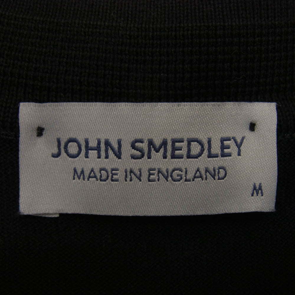 JOHN SMEDLEY ジョンスメドレー 英国製 シーアイランドコットン 長袖 ニット ポロシャツ ブラック系 M【中古】