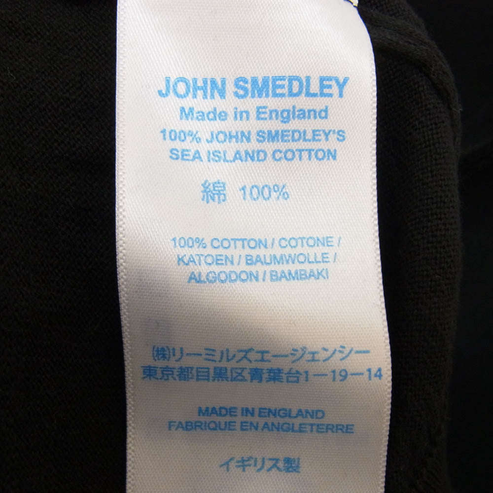JOHN SMEDLEY ジョンスメドレー 英国製 シーアイランドコットン 長袖 ニット ポロシャツ ブラック系 M【中古】
