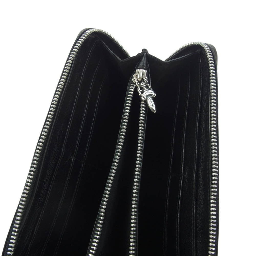CHROME HEARTS クロムハーツ（原本無） REC F ZIP ゼロピラミッド スタッズ コーナー ラウンドファスナー ダガージップ ロングウォレット ブラック系【中古】