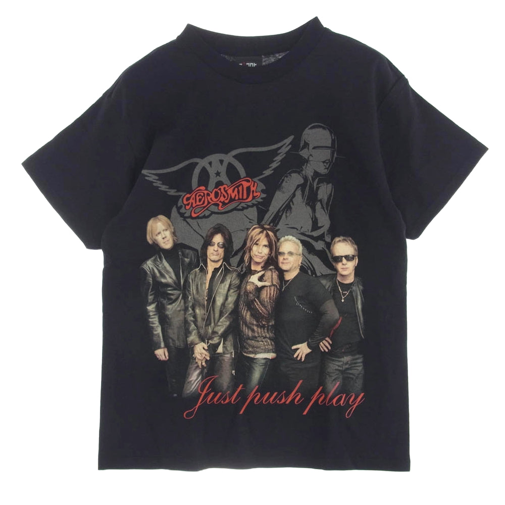 00s GIANT AERO SMITH T-Shirt  just push play エアロスミス ジャストプッシュプレイ 半袖 Tシャツ ブラック系 M【中古】