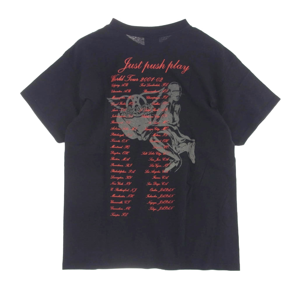 00s GIANT AERO SMITH T-Shirt  just push play エアロスミス ジャストプッシュプレイ 半袖 Tシャツ ブラック系 M【中古】