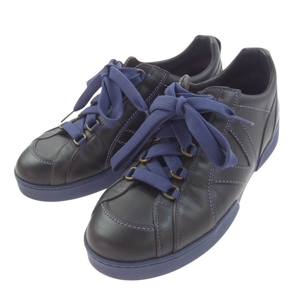LOUIS VUITTON ルイ・ヴィトン BA0047 レザー ローカット スニーカー ダークブラウン系 パープル系 6.5【中古】