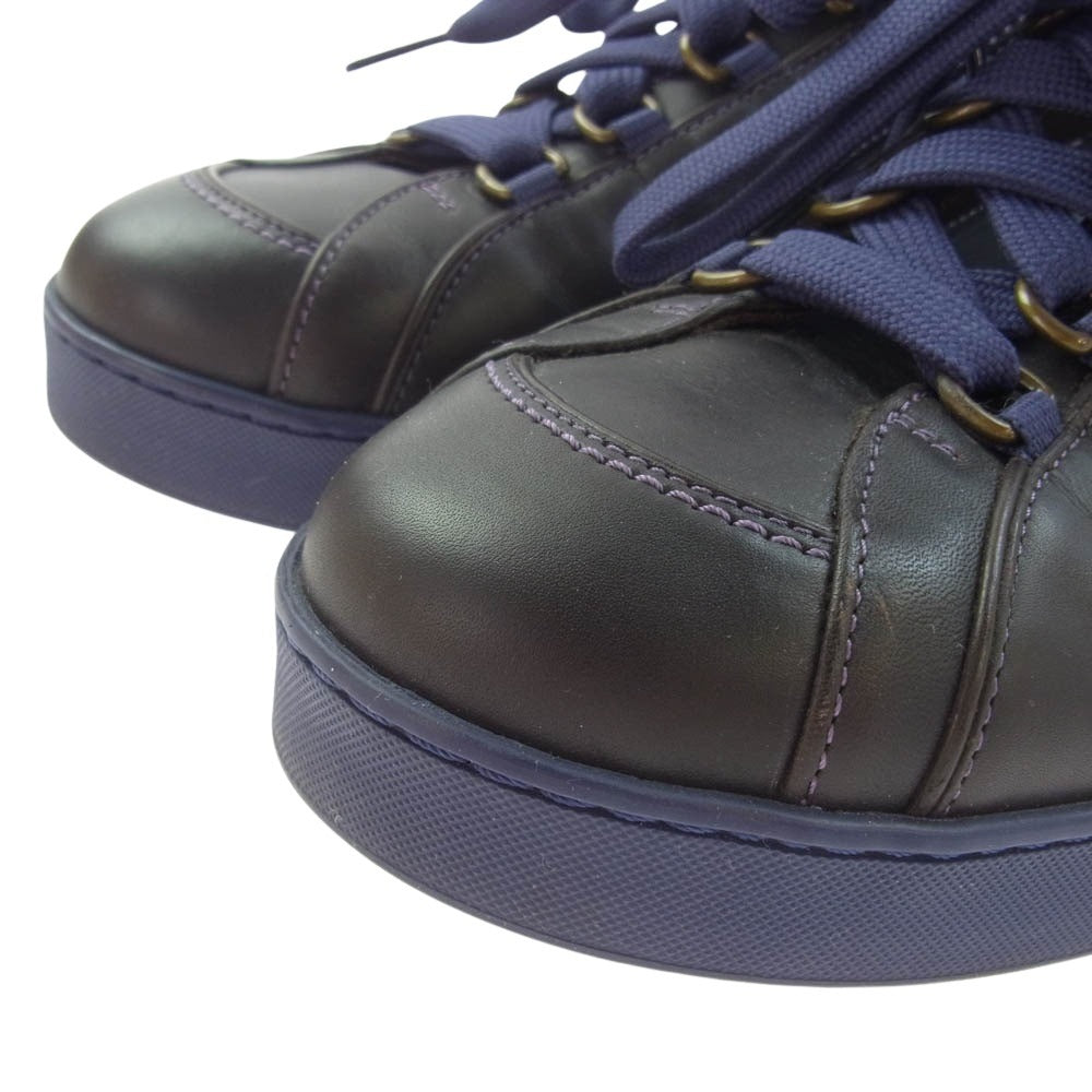 LOUIS VUITTON ルイ・ヴィトン BA0047 レザー ローカット スニーカー ダークブラウン系 パープル系 6.5【中古】