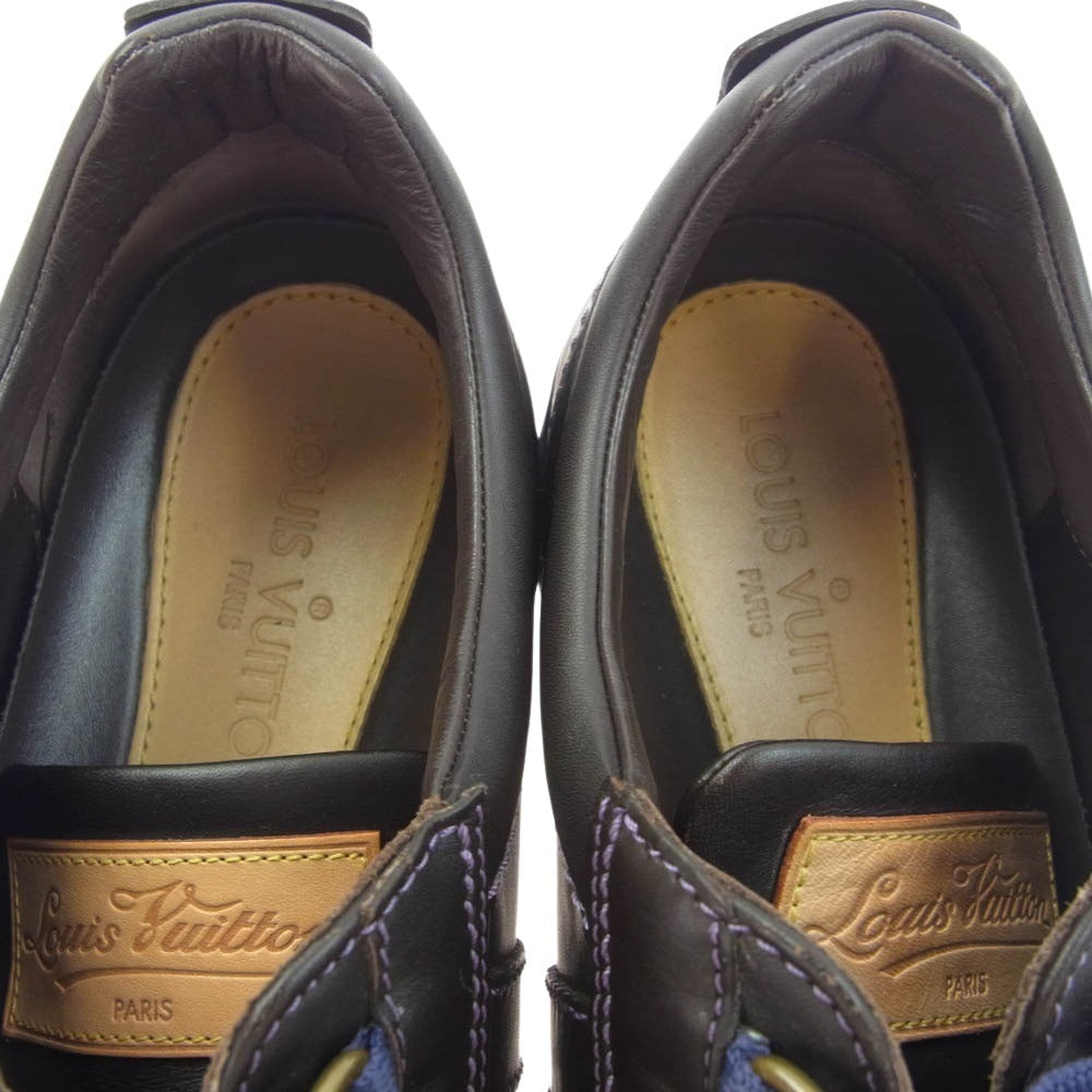 LOUIS VUITTON ルイ・ヴィトン BA0047 レザー ローカット スニーカー ダークブラウン系 パープル系 6.5【中古】