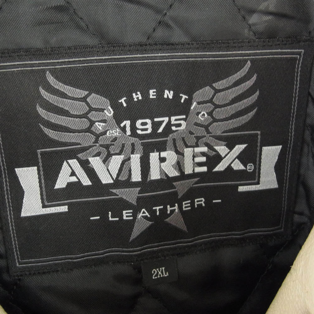 AVIREX アヴィレックス TATTOO 蛇 × 星条旗タトゥー ハンド ペイント ラムレザー ライダース ジャケット ベージュ系 XXL【中古】