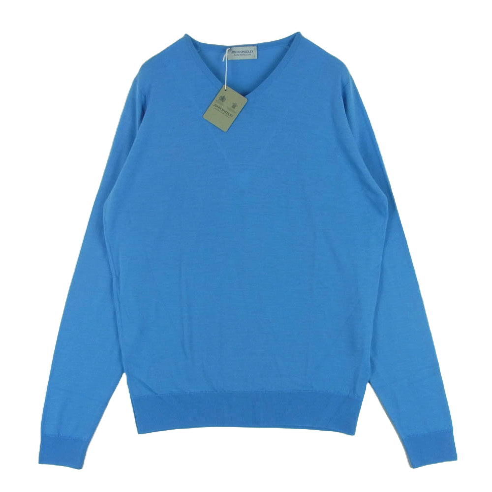 JOHN SMEDLEY ジョンスメドレー standard fit shipton pullover vn ls 30G Vネック ニット ライトブルー系 L【極上美品】【中古】