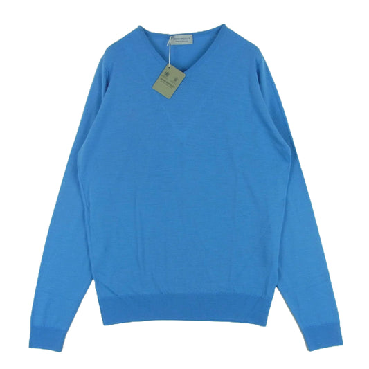 JOHN SMEDLEY ジョンスメドレー standard fit shipton pullover vn ls 30G Vネック ニット ライトブルー系 L【極上美品】【中古】