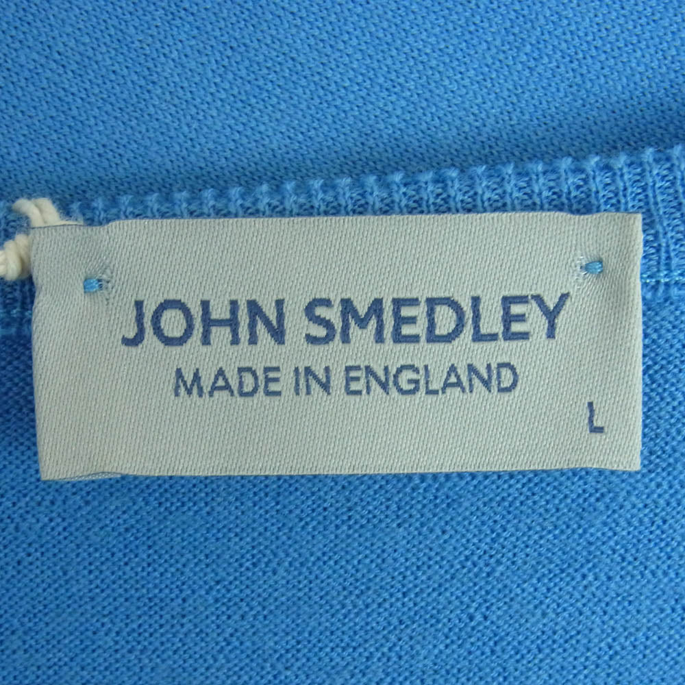 JOHN SMEDLEY ジョンスメドレー standard fit shipton pullover vn ls 30G Vネック ニット ライトブルー系 L【極上美品】【中古】