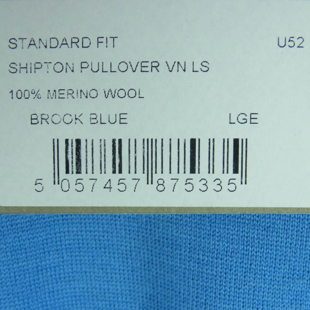 JOHN SMEDLEY ジョンスメドレー standard fit shipton pullover vn ls 30G Vネック ニット ライトブルー系 L【極上美品】【中古】