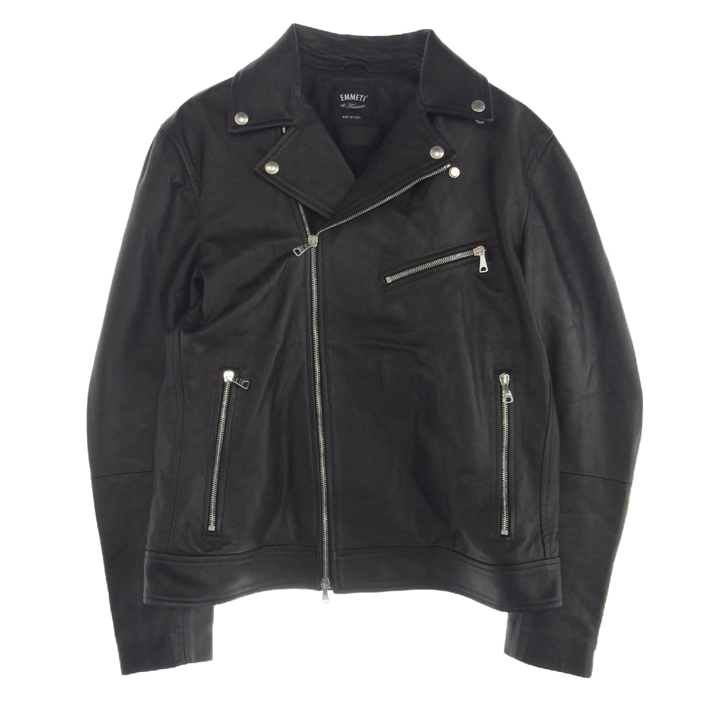 EMMETI エンメティ BUD バド ダブル ライダースジャケット ブラック系 48【中古】