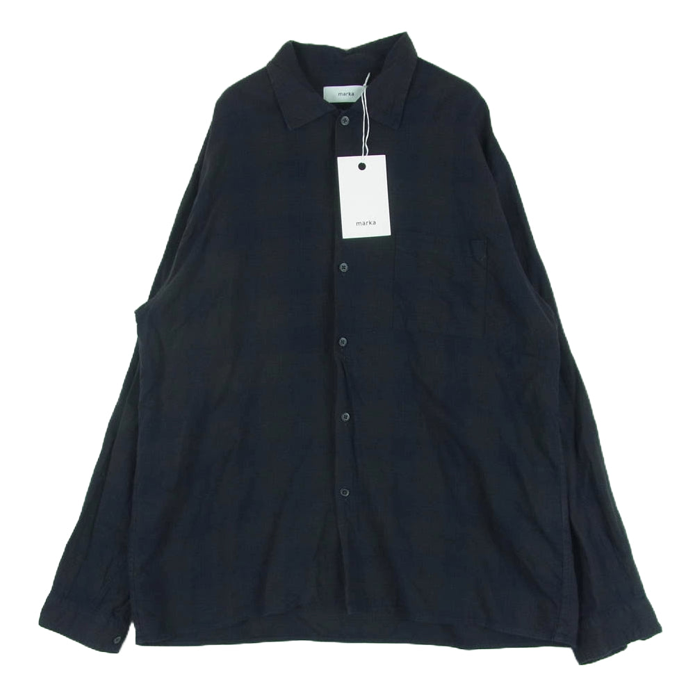 marka マーカ 24SS M24C11SH01C オーガニックコットン キュプラ チェック オープンカラー 長袖 シャツ ネイビー系 ブラック系 2【中古】