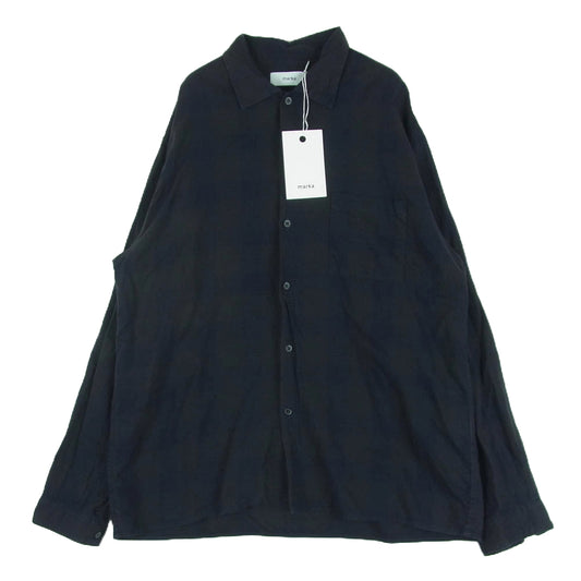 marka マーカ 24SS M24C11SH01C オーガニックコットン キュプラ チェック オープンカラー 長袖 シャツ ネイビー系 ブラック系 2【中古】