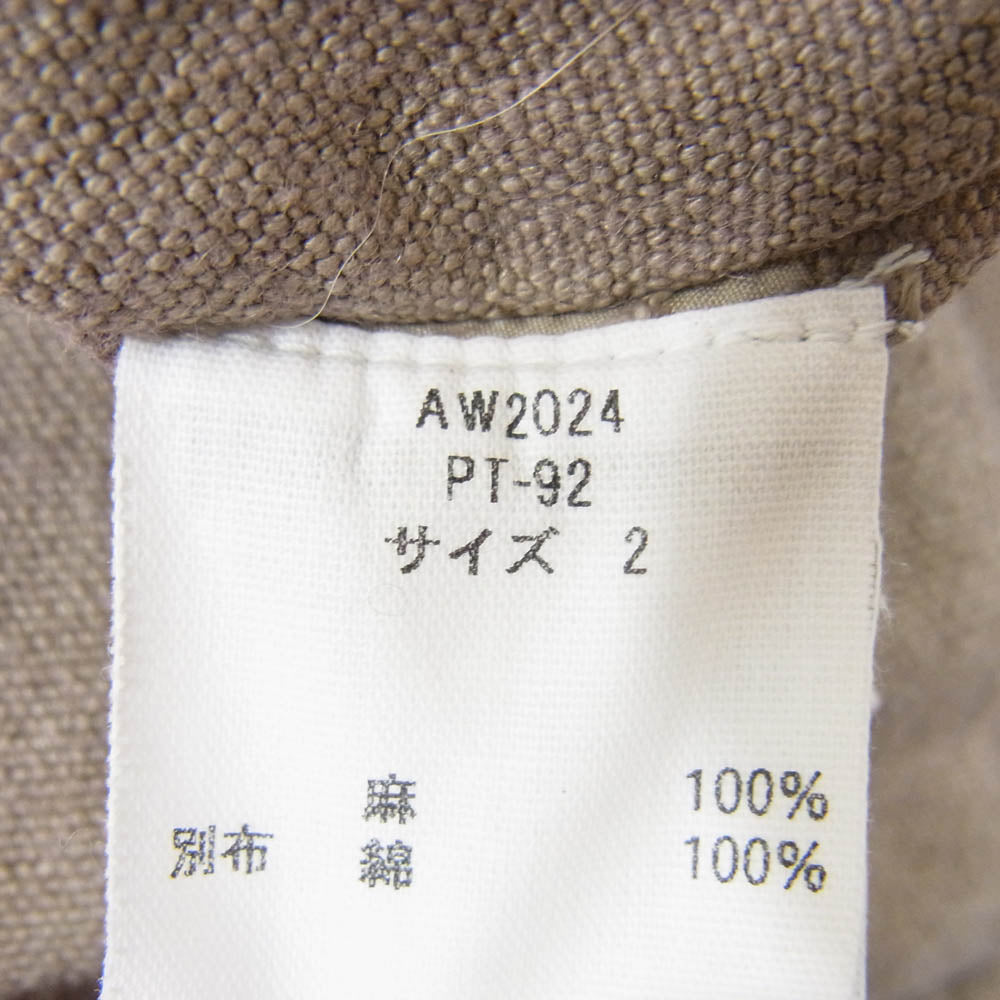 ミッタン 2024AW PT-92 製品染め 亜麻苧麻ワイド リネン ラミー ブラウン系 2【中古】