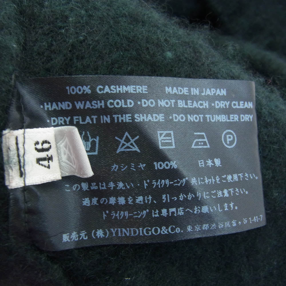インディゴ エイエム CASHMERE GUERNSEY TOP CASHMERE series カシミヤシリーズ ガンジー カシミア ニット セーター トップ JET ジェット モスグリーン系 46【美品】【中古】