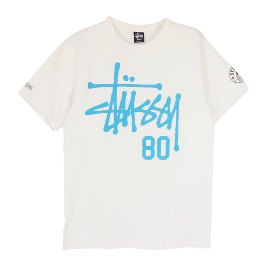 STUSSY ステューシー BIG4 ナンバリング80 ロゴプリント 半袖 Tシャツ ホワイト系 M【中古】
