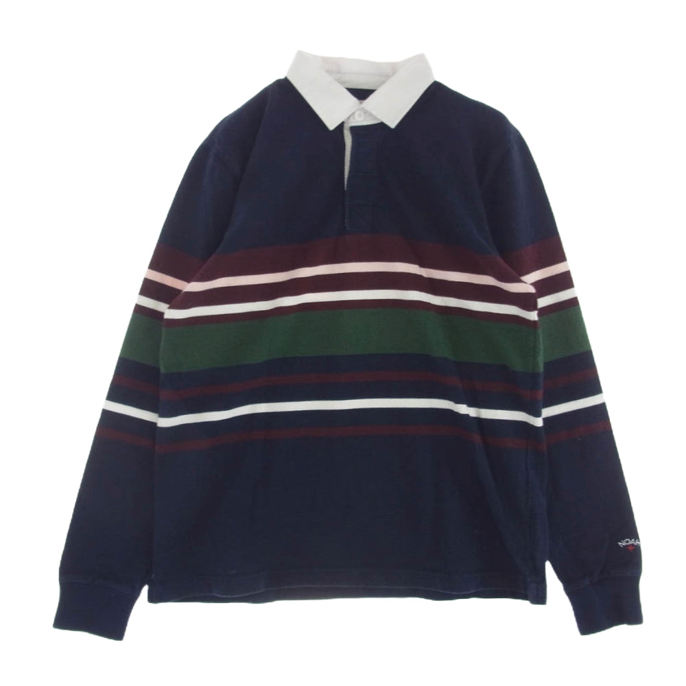 N.O.A ノア ラグビー ポロ ラガー ストライプ 長袖 シャツ ネイビー系 M【中古】