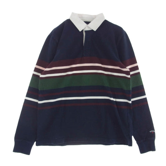 N.O.A ノア ラグビー ポロ ラガー ストライプ 長袖 シャツ ネイビー系 M【中古】
