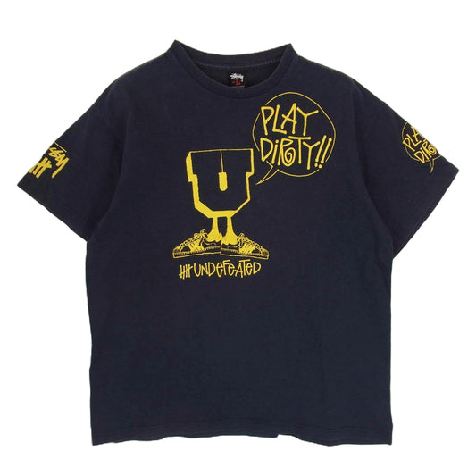STUSSY ステューシー UNDEFEATED アンディーフィーテッド PLAY DIRTY プレイダーティ 半袖 Tシャツ ネイビー系 L【中古】