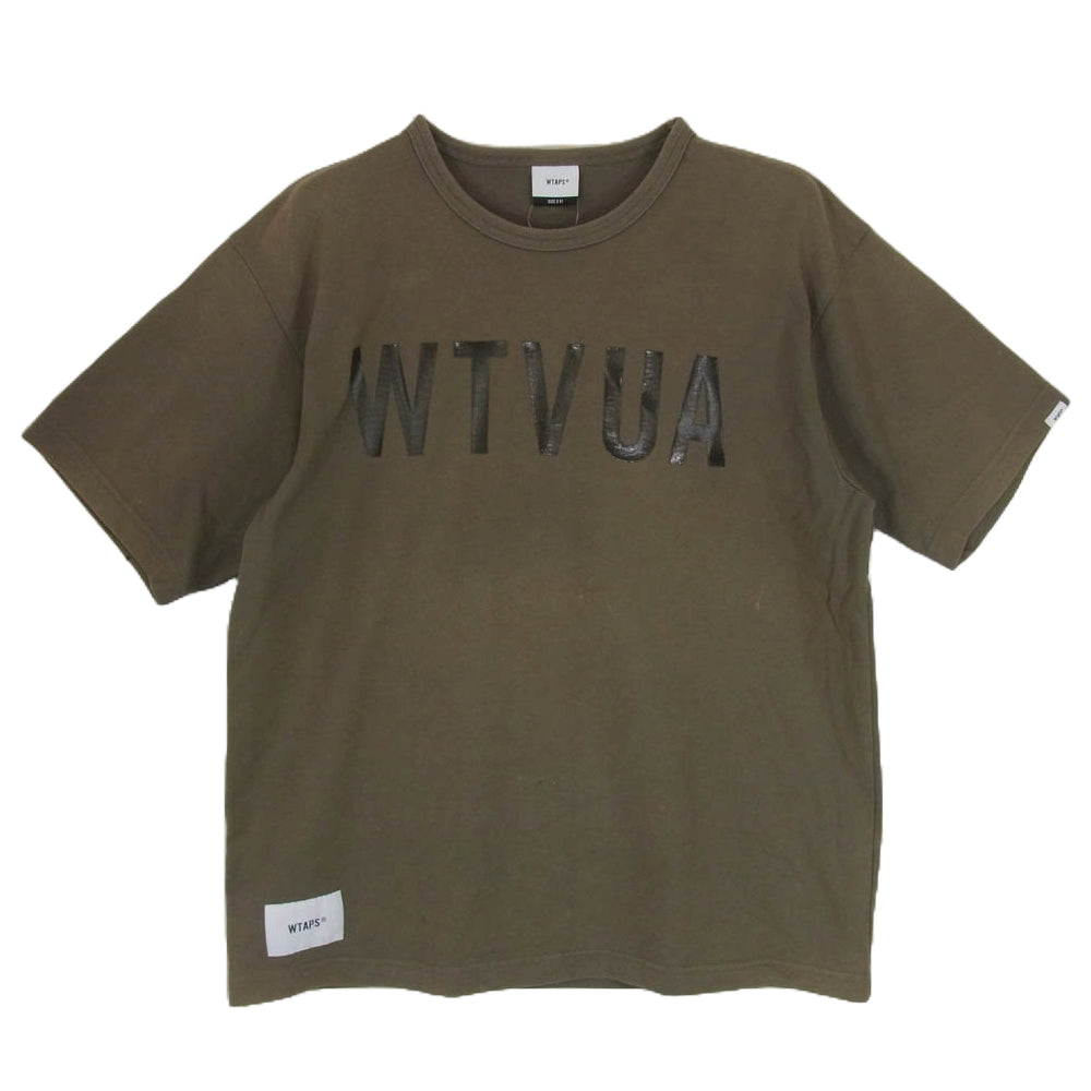 WTAPS ダブルタップス 181ATDT-CSM13 DESIGN WTVUA TEE ロゴプリント 半袖 Tシャツ カーキ系 01　【中古】