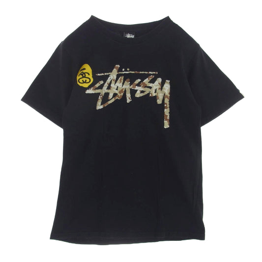 STUSSY ステューシー A BATHING APE アベイシングエイプ シャーク カモフラロゴ バックプリント クルーネック 半袖 Tシャツ ブラック ブラック系 S【中古】